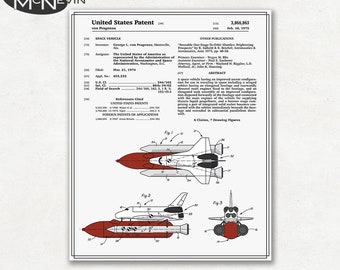 SPACE SHUTTLE Patent, Vintage Fine Art Print Poster, Colour, Blueprint, or Black and White