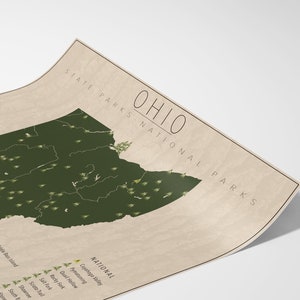 OHIO PARKS, National and State Park Map, Fine Art Photographic Print for the home decor. image 3