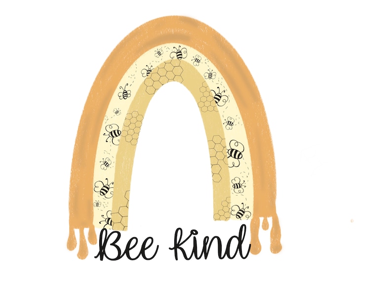 clip art printable vinyl sublimation waterslide Bee Kind rainbow printable graphic
