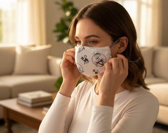 SHIPS NOW. 2 layer Face Mask w/ Charcoal filter. Breathable, washable, reversible.Monogram & Ear Saver option.