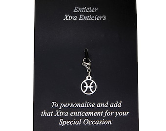 Pisces charm, silver plated Zodiac sign clip on