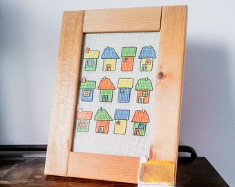 Modern cross stitch mini cottages pdf pattern, instant download