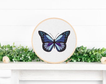 Blue Butterfly / cross stitch pattern / moth / counted cross stitch / digital pdf pattern / instant download
