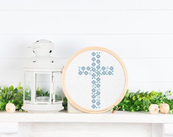 Baptism Cross stitch pattern / Christening gift / baby boy gift / Button art cross / crucifix / counted cross stitch chart / PDF pattern