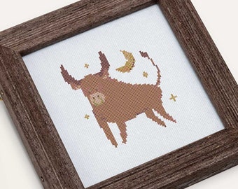 cross stitch Taurus zodiac pdf pattern