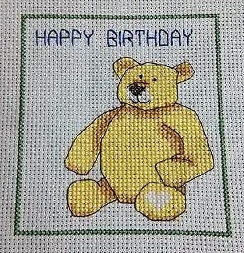 Birthday Card Cross Stitch Pattern / Teddy Bear / Birthday Card