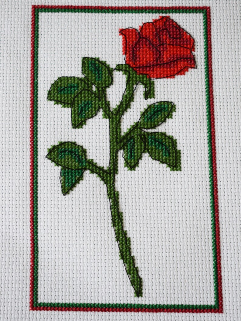 Rose Cross Stitch Pattern / Valentine Gift / Counted Cross | Etsy