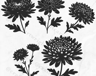 Chrysanthemum SVG Bundle, Chrysanthemums Flowers Clipart, Floral Theme Vector Illustration, SVG Files For Laser Engraving & Cricut Craft