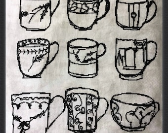 Tea cups Cross stitch pattern / kitchen decor / Tea cups / coffee cups / counted cross stitch chart / cross stitch pattern PDF