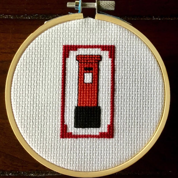 Red postbox cross stitch chart / cross stitch pattern / letter box / British / counted cross stitch / digital PDF pattern / instant download