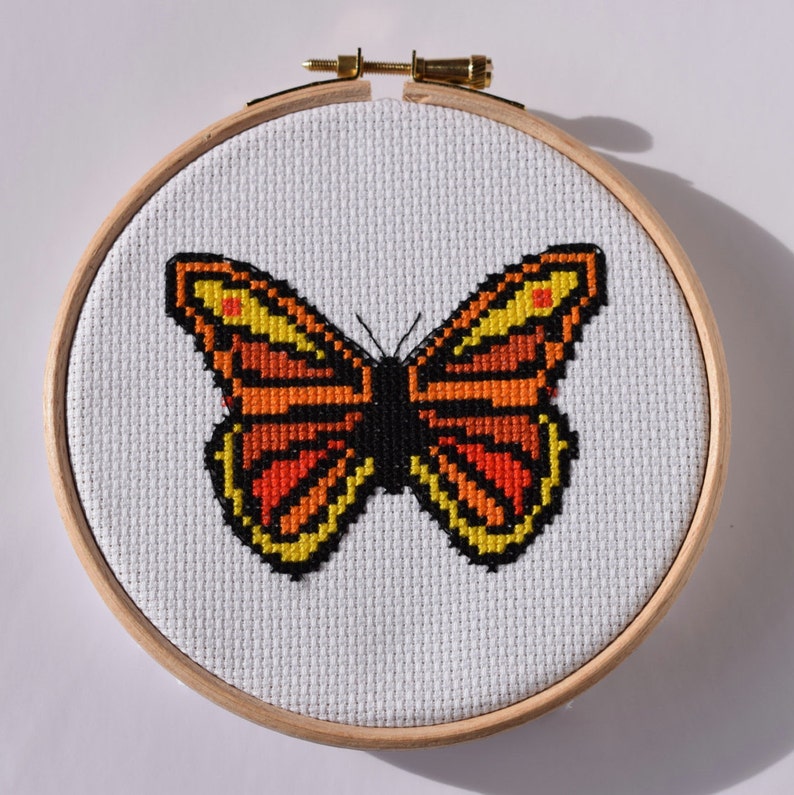 Orange butterfly Cross stitch pattern / counted cross stitch chart / cross stitch pattern PDF / Instant download. image 1