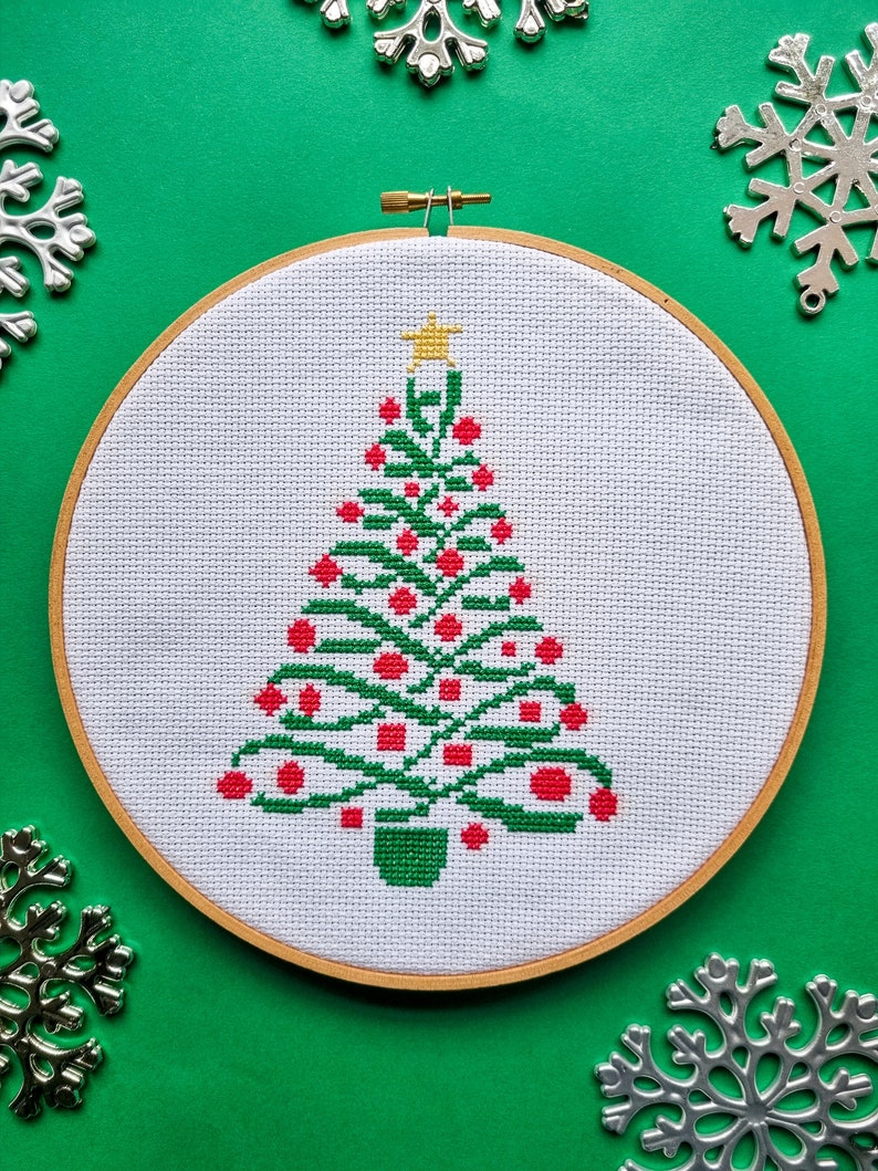 Christmas tree cross stitch modern pdf pattern image 9