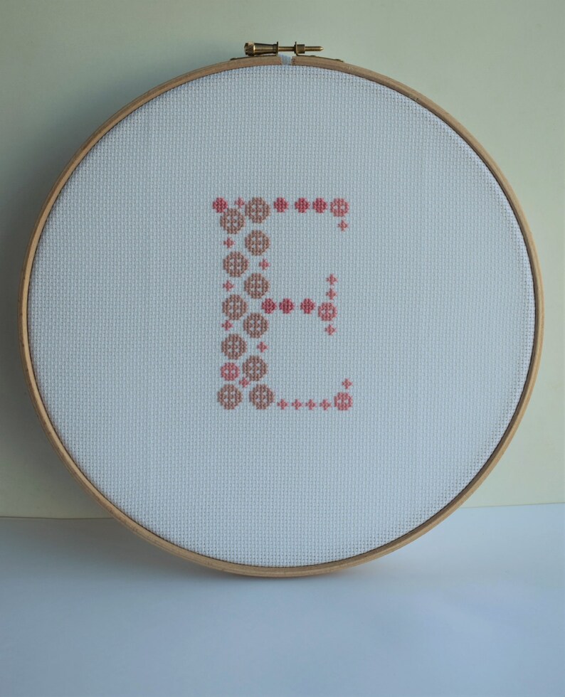 Cross Stitch Monogram Pattern / Button Art / 'E' / Etsy UK
