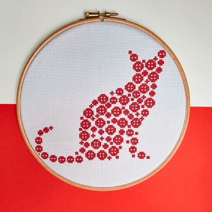 Red Cat Cross stitch pattern / button art cat / counted cross stitch chart / cross stitch pattern pdf / instant download. image 6