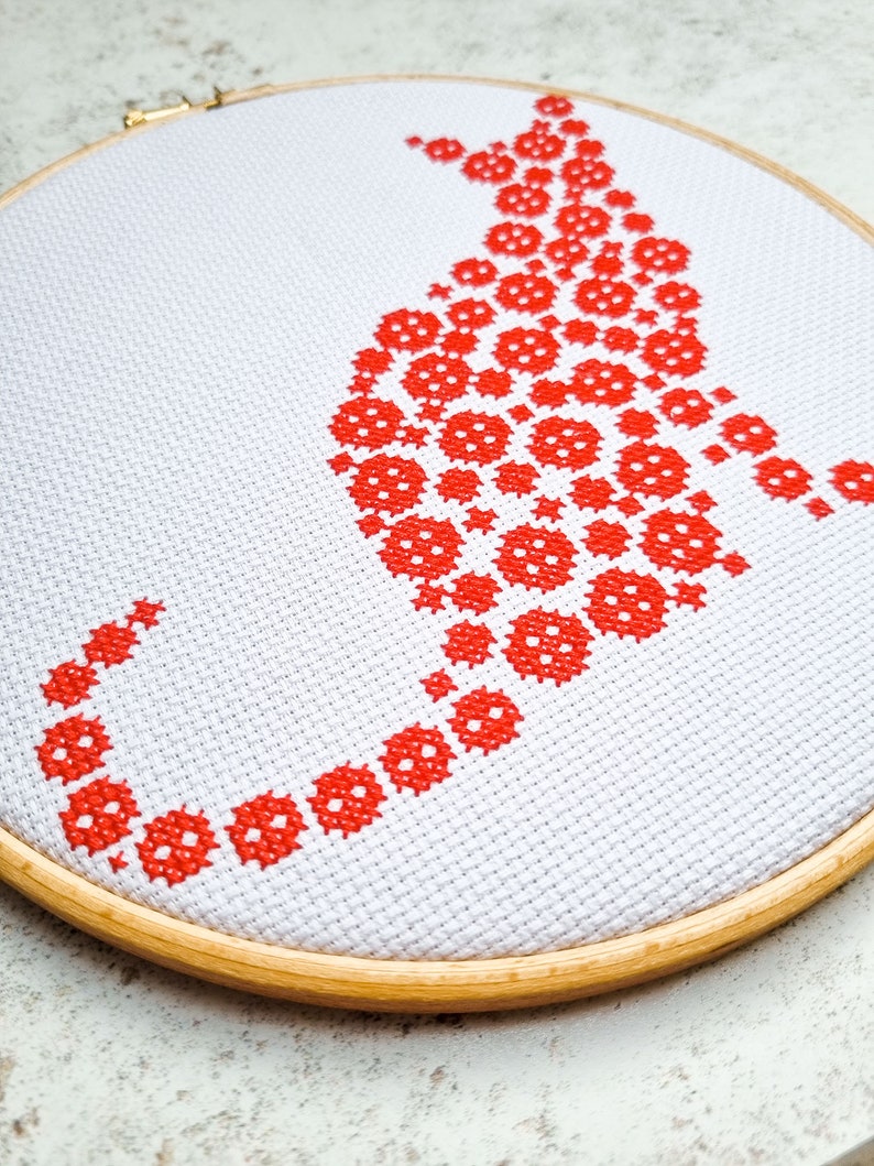 Red Cat Cross stitch pattern / button art cat / counted cross stitch chart / cross stitch pattern pdf / instant download. image 4