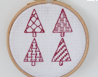 Blackwork Christmas trees / Christmas embroidery pattern / Blackwork pattern / black work pattern / PDF pattern / Instant download