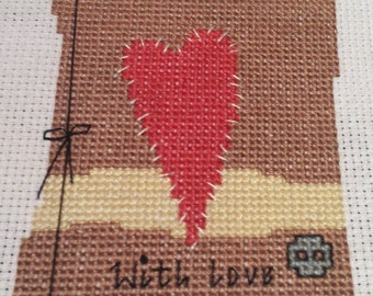 Cross stitch pattern, With love, folk heart, cross stitch chart, cross stitch pattern PDF. Instant download