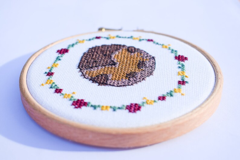 cross stitch hedgehog Autumn wreath pdf pattern image 7