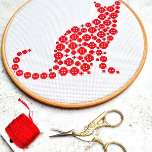 Red Cat Cross stitch pattern / button art cat / counted cross stitch chart / cross stitch pattern pdf / instant download. image 7