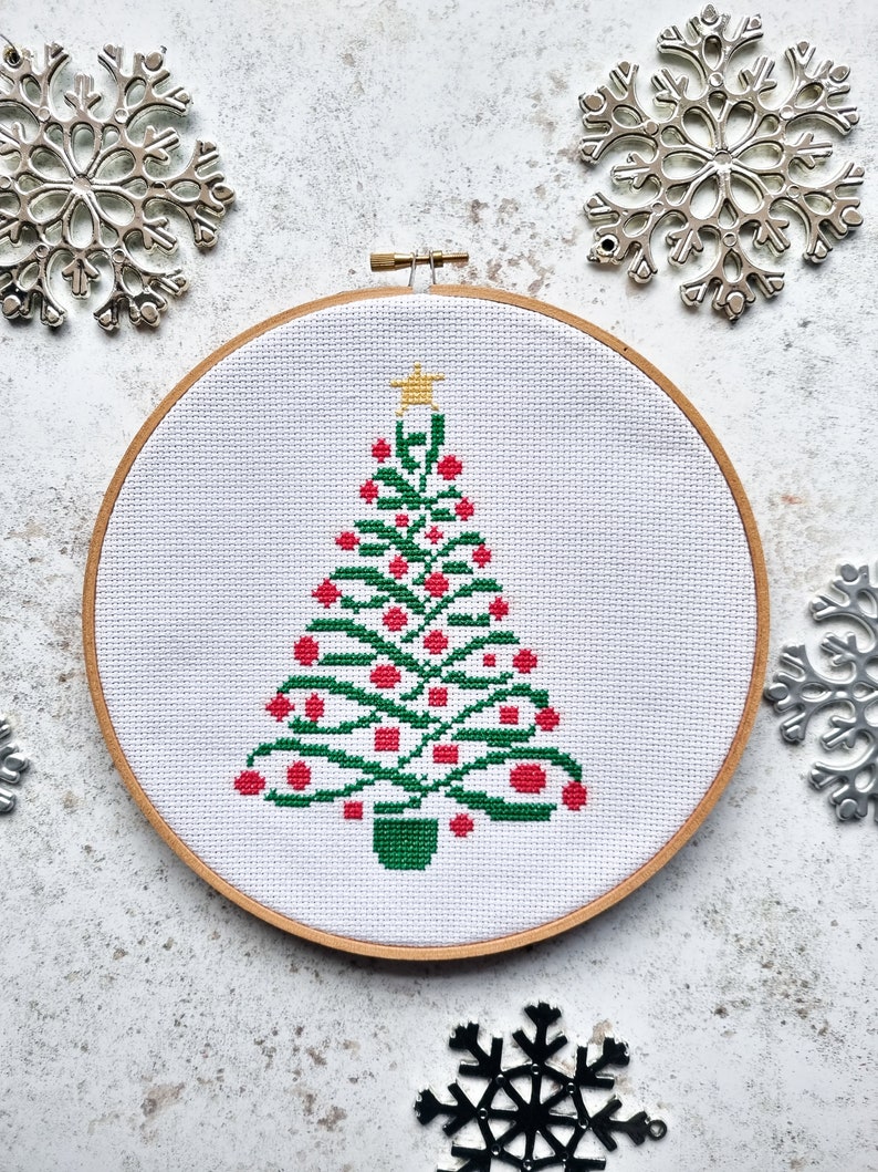 Christmas tree cross stitch modern pdf pattern image 5