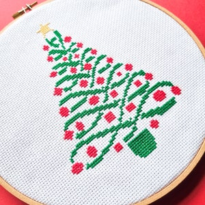 Christmas tree cross stitch modern pdf pattern image 3