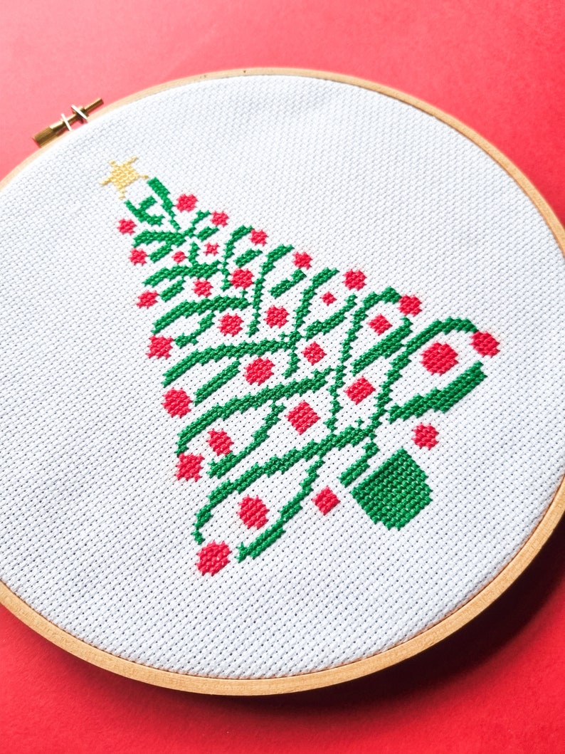 Christmas tree cross stitch modern pdf pattern image 3