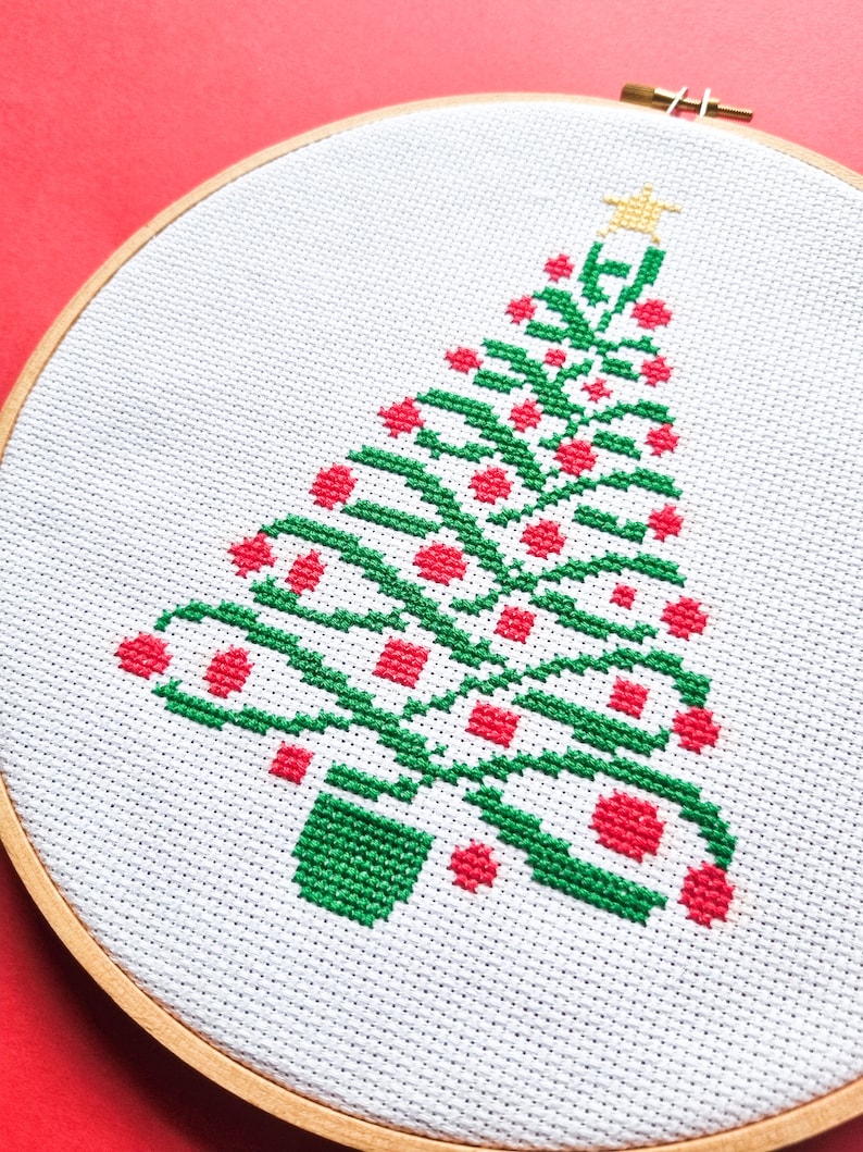 Christmas tree cross stitch modern pdf pattern image 4