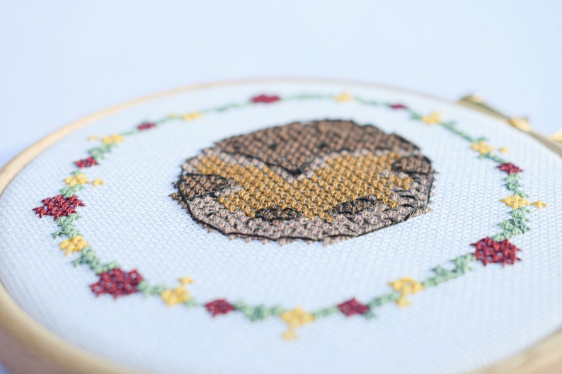 cross stitch hedgehog Autumn wreath pdf pattern image 6