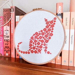 Red Cat Cross stitch pattern / button art cat / counted cross stitch chart / cross stitch pattern pdf / instant download. image 5