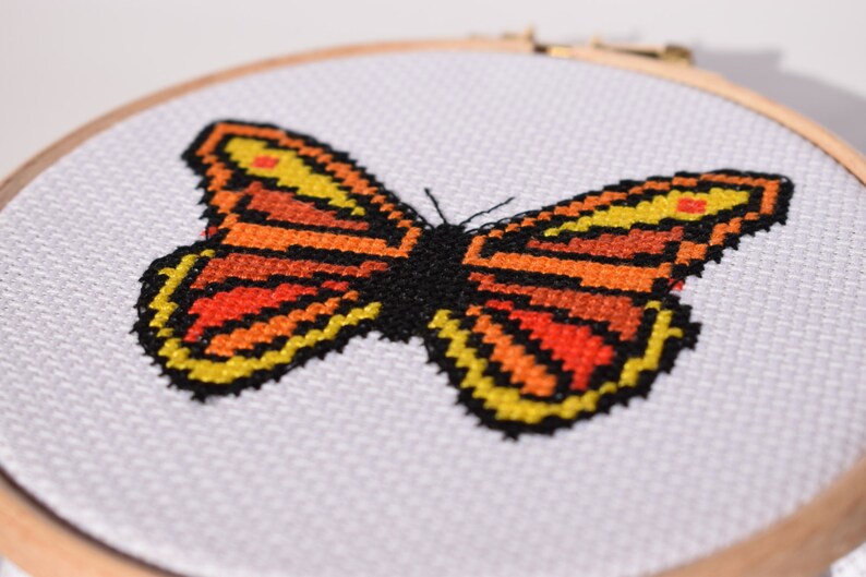 Orange butterfly Cross stitch pattern / counted cross stitch chart / cross stitch pattern PDF / Instant download. image 2