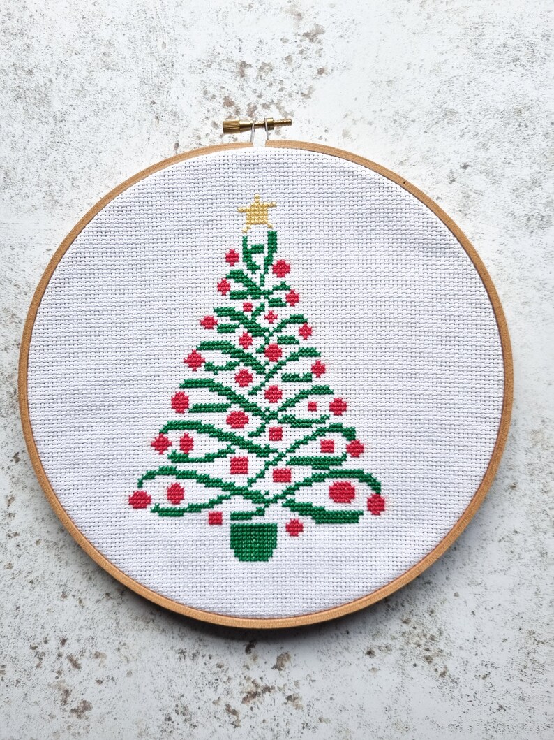 Christmas tree cross stitch modern pdf pattern image 8