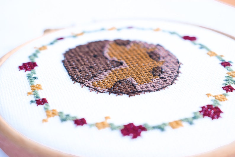 cross stitch hedgehog Autumn wreath pdf pattern image 2