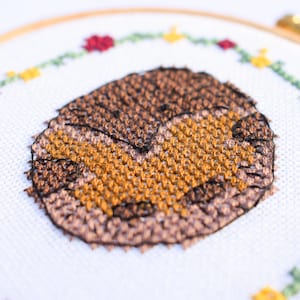 cross stitch hedgehog Autumn wreath pdf pattern image 1