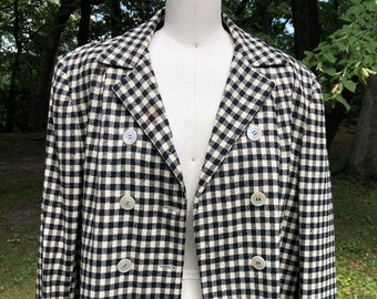 1940s Roos Bros black and white check double breasted sportcoat