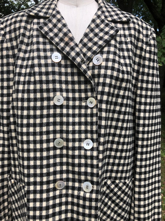 1940s Roos Bros black and white check double brea… - image 3