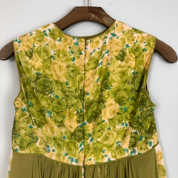 1960s Cahill green floral gown with chiffon train - image 4