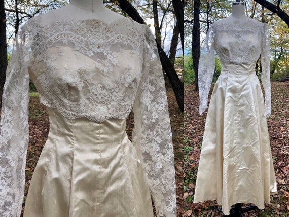 chinese dress ladies Vintage 1970's Cream Silk Pearl and Lace Wedding Gown with Train  A Walk  Thru Time Vintage