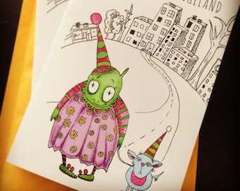 SMALL Adult Coloring Book - cute funny lowbrow animal creatures by Always Strange