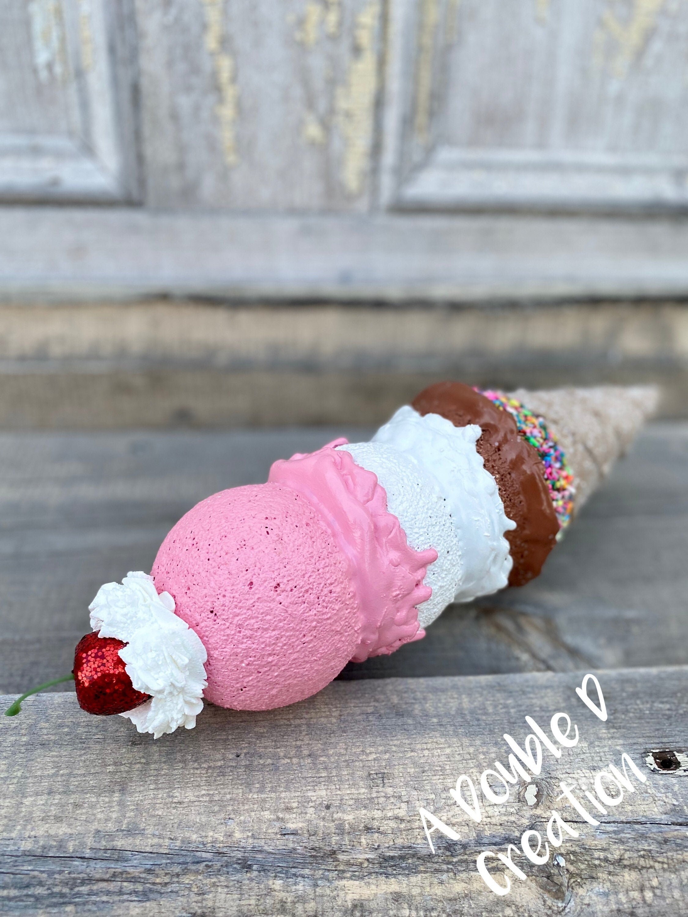 Fake Ice Cream Cone, Birthday Party Decor, Ice Cream Photo Prop, Candy