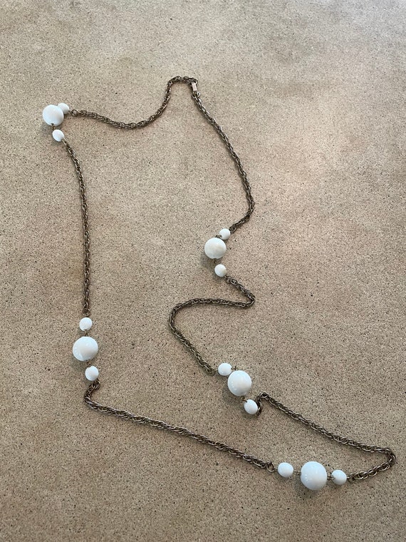 Vintage White Bead Station Necklace