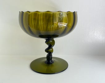 Olive Green Empoli Glass Goblet/Compote