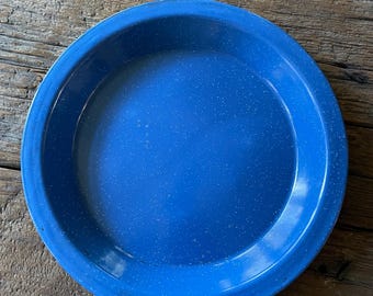 Vintage Blue Graniteware Plate