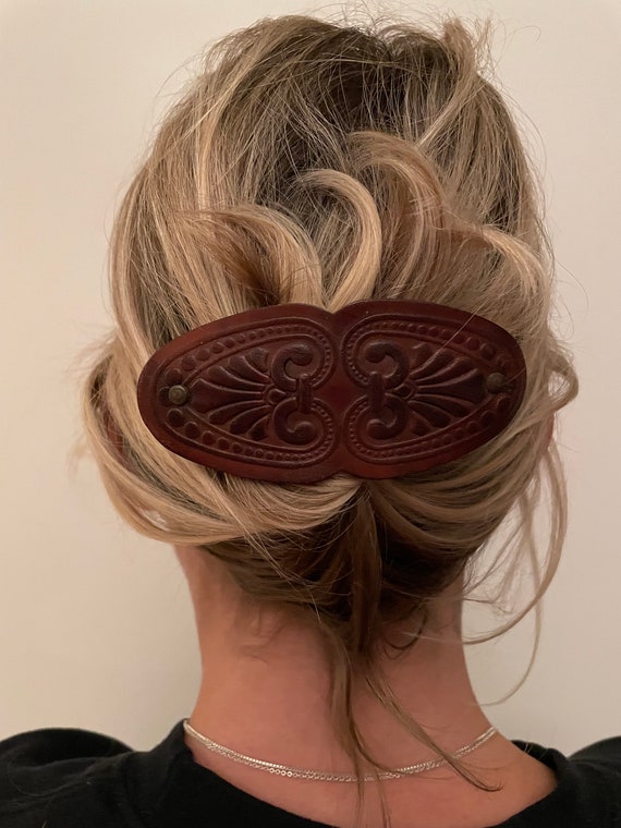 Tooled Leather Barrette - image 1