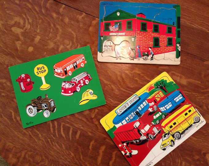 Vintage Wood Puzzles Set of 3 Etsy