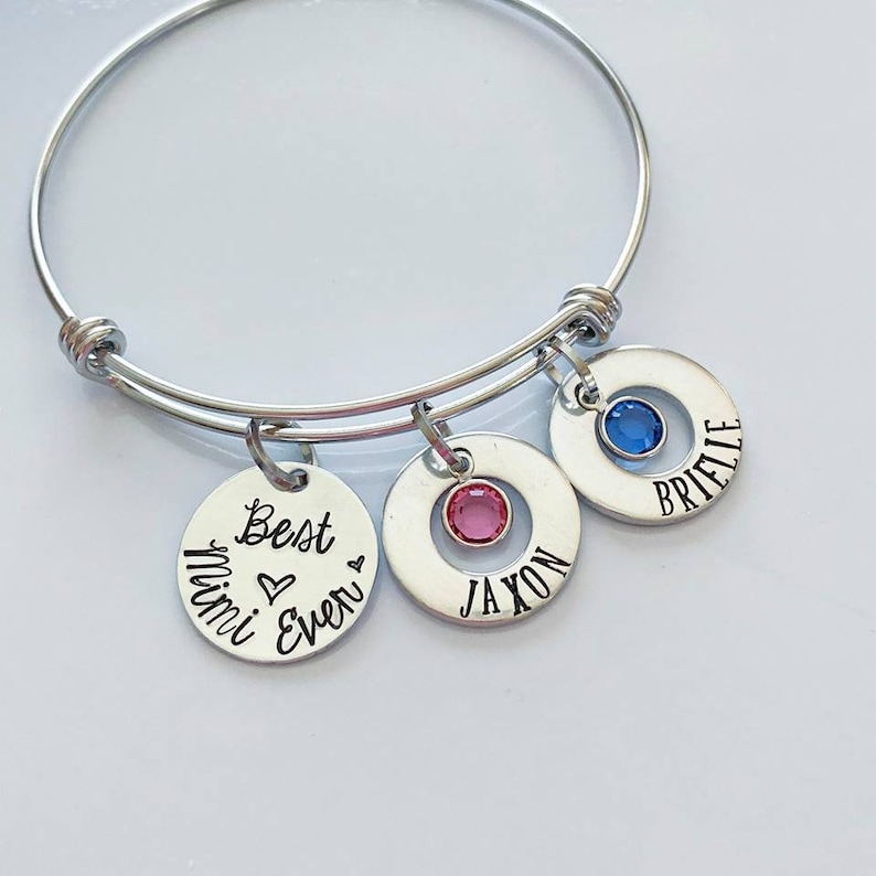 Mom bracelet Best Mimi Ever bracelet with kids names and birthstones Personalized bracelet