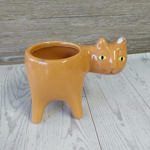 Ceramic Succulent Cat Planter, Container, Thrift Finds