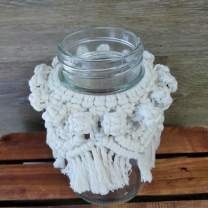 Macrame Jar Cover with Glass Jar