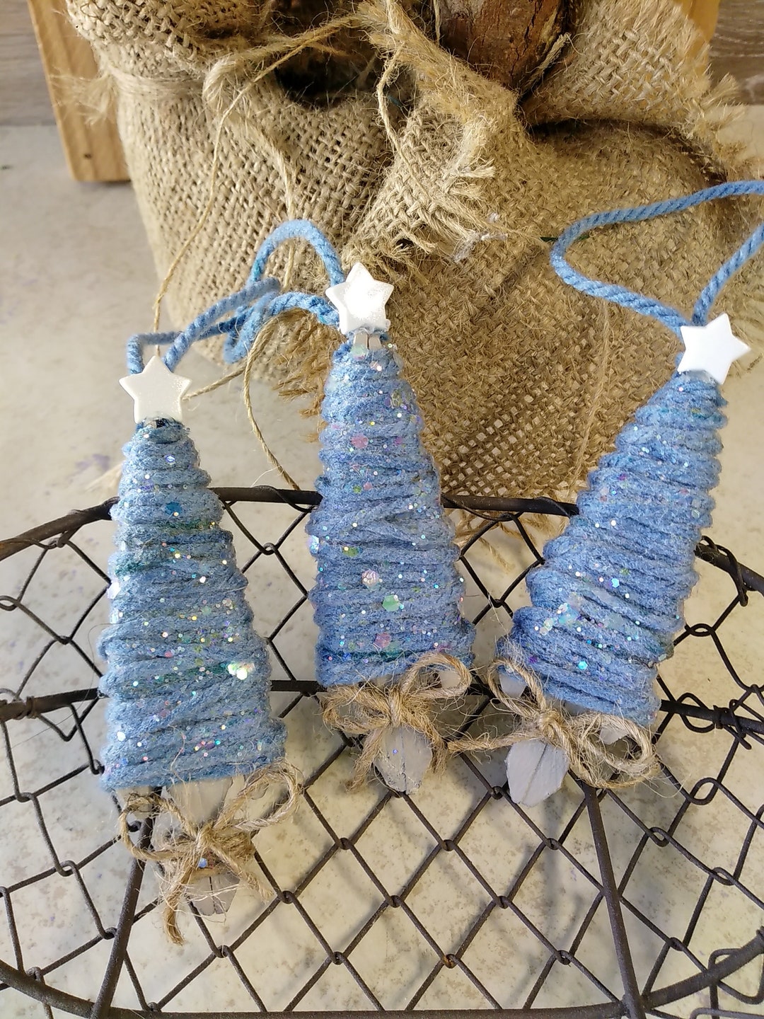 Clothespin Yarn Wrapped Tree Ornament, Set of 3 - Etsy