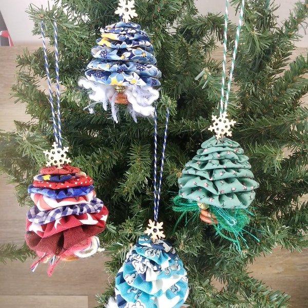 Yo-Yo Christmas Tree, Fabric Tree Ornament