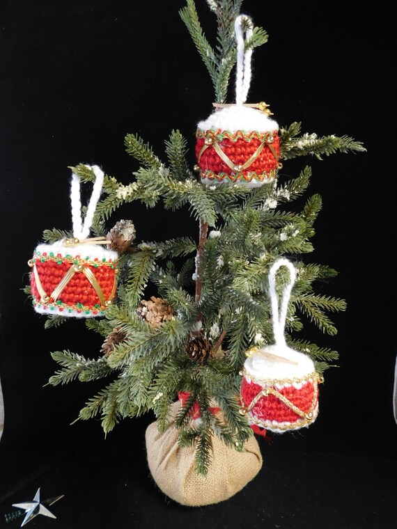 Crochet Drum Ornaments Christmas Tree Ornament Ornament Etsy